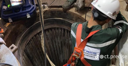 CT Precise Engineering technician performing internal boiler inspection using remote visual inspection equipment