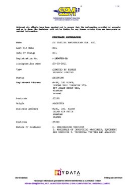 CT Precise Engineering company registration details from Suruhanjaya Syarikat Malaysia SSM